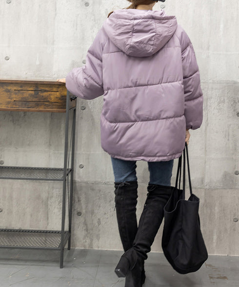 エコダウンジャケット フード付き韓国冬服 暖かいフェイクダウンコート 中綿入りジャケット レディース 軽量 防寒防風保温 ダウンブルゾン カジュアルジャケット厚手 6DRUI-001