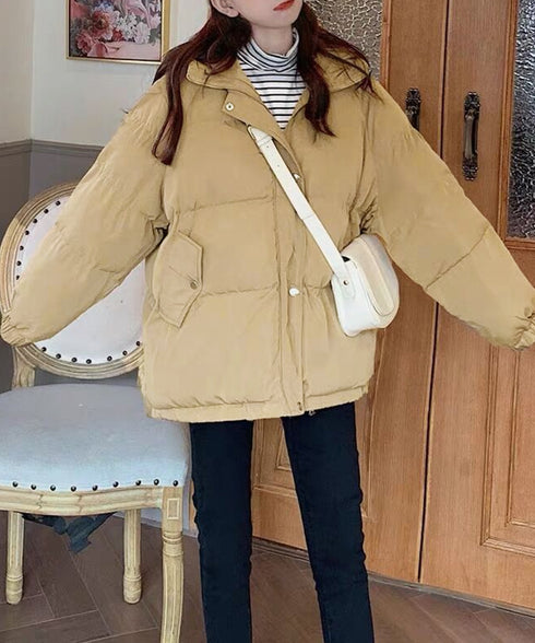 エコダウンジャケット フード付き韓国冬服 暖かいフェイクダウンコート 中綿入りジャケット レディース 軽量 防寒防風保温 ダウンブルゾン カジュアルジャケット厚手 6DRUI-001