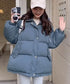 エコダウンジャケット フード付き韓国冬服 暖かいフェイクダウンコート 中綿入りジャケット レディース 軽量 防寒防風保温 ダウンブルゾン カジュアルジャケット厚手 6DRUI-001