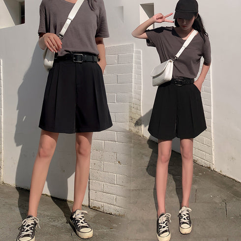 スラックス ワイドパンツ ストレート スラックス ワイドパンツ ストレート ショパン ハイウェスト 短パン 通勤 オフィス 6FEIZHE-003