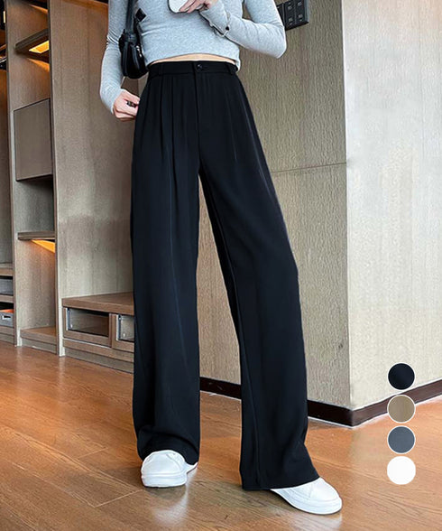 ワイドパンツ タック入り レディース ハイウエスト ストレートパンツ おしゃれ 美脚 セミワイドパンツ 脚長パンツ 春秋夏 カジュアル ロングパンツ 着やせ 6FEIZHE-005