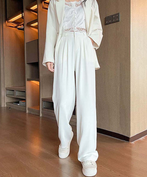 ワイドパンツ タック入り レディース ハイウエスト ストレートパンツ おしゃれ 美脚 セミワイドパンツ 脚長パンツ 春秋夏 カジュアル ロングパンツ 着やせ 6FEIZHE-005