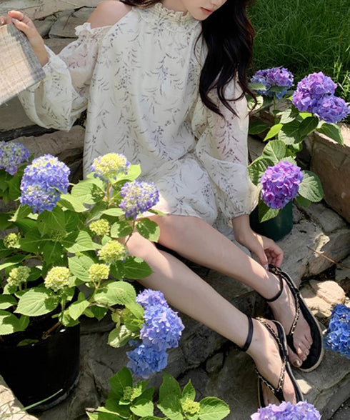 オフショルダー ティアードミニワンピース レディース 花柄 フリルワンピース フェミニン ゆったり チュニックワンピース きれいめ 可愛い夏服 フレアワンピデート 6GUJI-001