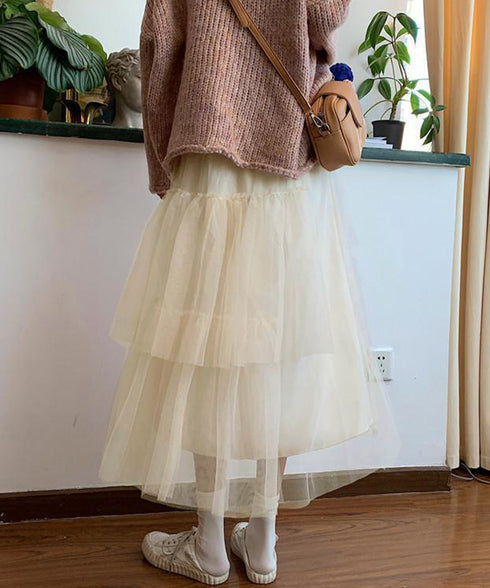 ティアードスカートロングチュールスカート レディース リボン付きスカート ランダムティアードスカート ふんわりミモレ丈スカート 大人可愛いフレアスカート春夏韓国風 6HMEIX-002