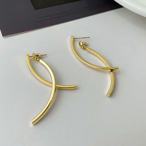 クロスライン ピアス レディース クロスライン ピアス レディース 揺れる おしゃれ アクセサリー ゴールド 耳飾り 韓国風シンプル ピアス 結婚式 6JFENG-001