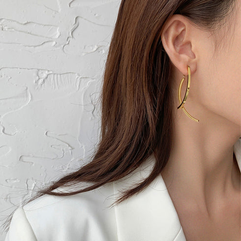 クロスライン ピアス レディース クロスライン ピアス レディース 揺れる おしゃれ アクセサリー ゴールド 耳飾り 韓国風シンプル ピアス 結婚式 6JFENG-001