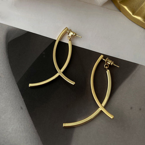 クロスライン ピアス レディース クロスライン ピアス レディース 揺れる おしゃれ アクセサリー ゴールド 耳飾り 韓国風シンプル ピアス 結婚式 6JFENG-001