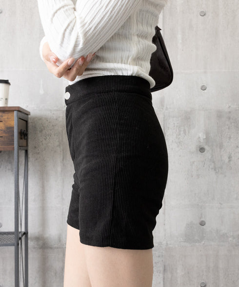 コーデュロイショートパンツ秋冬短パン脚長 韓国風ショーパン レディース ハイウエスト盛れるミニ丈パンツ 着やせ スタイルアップ おしゃれボトムス美脚大人カジュアル 6JIANJI-001