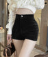 コーデュロイショートパンツ秋冬短パン脚長 韓国風ショーパン レディース ハイウエスト盛れるミニ丈パンツ 着やせ スタイルアップ おしゃれボトムス美脚大人カジュアル 6JIANJI-001