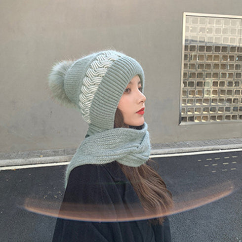 フードウォーマーネックウォーマー2点一体 ニット帽子 ニットマフラー 一体型 フード付マフラー秋冬ストール スノーボード スキー 防寒帽子レディース あったか保温 6JIUS-001