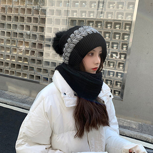 フードウォーマーネックウォーマー2点一体 ニット帽子 ニットマフラー 一体型 フード付マフラー秋冬ストール スノーボード スキー 防寒帽子レディース あったか保温 6JIUS-001