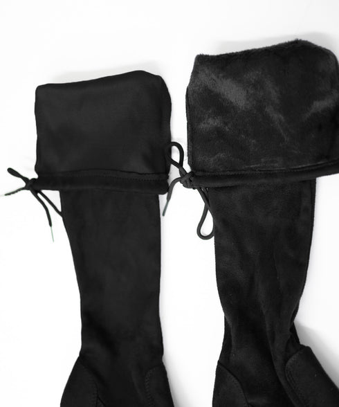 ニーハイブーツ レディース ロングブーツ スエード調 ストレッチ 膝上ブーツ 歩きやすい チャンキーヒール秋冬靴 美脚脚長ブーツ 裏起毛防寒あったかブーツ 細見せ 6JLONG-004