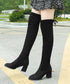 ニーハイブーツ レディース ロングブーツ スエード調 ストレッチ 膝上ブーツ 歩きやすい チャンキーヒール秋冬靴 美脚脚長ブーツ 裏起毛防寒あったかブーツ 細見せ 6JLONG-004