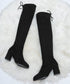 ニーハイブーツ レディース ロングブーツ スエード調 ストレッチ 膝上ブーツ 歩きやすい チャンキーヒール秋冬靴 美脚脚長ブーツ 裏起毛防寒あったかブーツ 細見せ 6JLONG-004