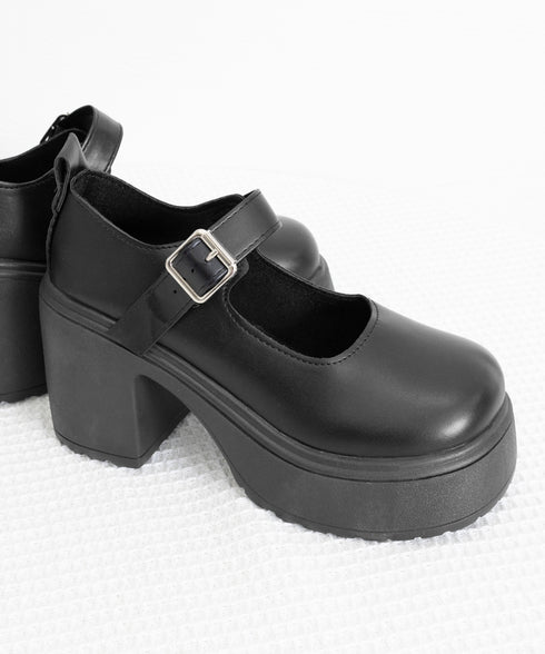 厚底ローファー 韓国風ストラップパンプス 太ヒール 歩きやすい ドレスシューズ 履きやすい ラウンドトゥシューズ フォーマル靴 通勤通学 お嬢様パンプス黒 学院風 6JLONG-006