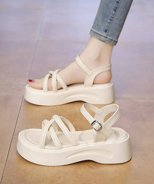 アンクルストラップサンダル厚底レディース 歩きやすいサンダル美脚脚長 疲れないサンダルきれいめ 痛くない厚底シューズ クロスサンダルおしゃれ カジュアル靴春夏新作 6JLONG-007