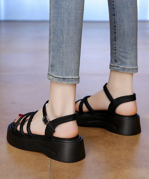 アンクルストラップサンダル厚底レディース 歩きやすいサンダル美脚脚長 疲れないサンダルきれいめ 痛くない厚底シューズ クロスサンダルおしゃれ カジュアル靴春夏新作 6JLONG-007