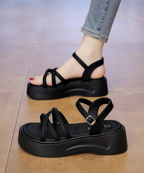 アンクルストラップサンダル厚底レディース 歩きやすいサンダル美脚脚長 疲れないサンダルきれいめ 痛くない厚底シューズ クロスサンダルおしゃれ カジュアル靴春夏新作 6JLONG-007