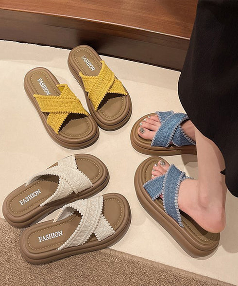 厚底サンダル レディース クロスサンダル 歩きやすい フラットシューズ おしゃれスリッパ リゾートサンダル 旅行 軽量シューズ疲れないサンダル 素足痛くない韓国風 6JLONG-008