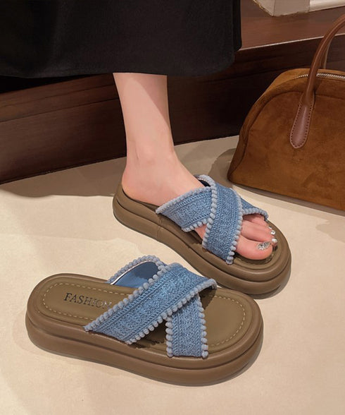 厚底サンダル レディース クロスサンダル 歩きやすい フラットシューズ おしゃれスリッパ リゾートサンダル 旅行 軽量シューズ疲れないサンダル 素足痛くない韓国風 6JLONG-008