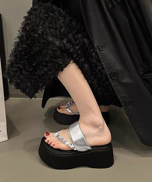 ラインストーン トングサンダル厚底美脚靴 ボリュームソールサンダルレディース キレイめサマーサンダル 韓国風 履きやすい靴春夏 低身長向け おしゃれシューズ夏旅行 6JLONG-009