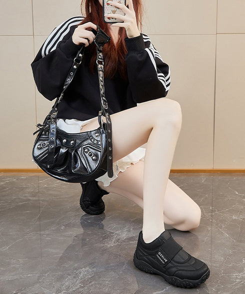 ベルクロ厚底スニーカーレディース美脚脚長 大人カジュアルシューズ 履きやすいスリッポン 歩きやすい 韓国風ボリュームソール靴 おしゃれ スポーティースニーカー旅行 6JLONG-017