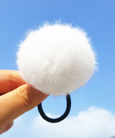 ファーヘアゴム ポンポンヘアアクセ韓国風 レディースふわふわ可愛い髪飾りモコモコボリュームファーポニー 秋冬トレンド ワンポイント髪留め簡単まとめ髪ゴム 手首飾り 6KANYX-004