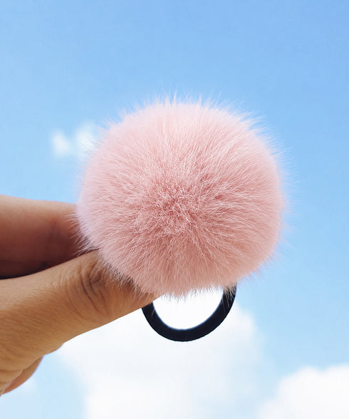 ファーヘアゴム ポンポンヘアアクセ韓国風 レディースふわふわ可愛い髪飾りモコモコボリュームファーポニー 秋冬トレンド ワンポイント髪留め簡単まとめ髪ゴム 手首飾り 6KANYX-004