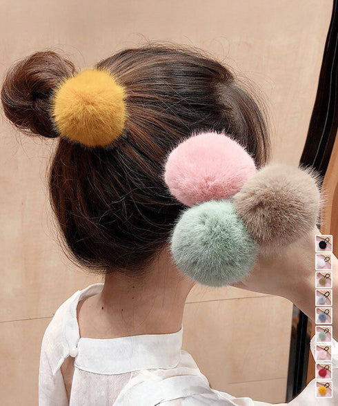 ファーヘアゴム ポンポンヘアアクセ韓国風 レディースふわふわ可愛い髪飾りモコモコボリュームファーポニー 秋冬トレンド ワンポイント髪留め簡単まとめ髪ゴム 手首飾り 6KANYX-004