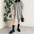 チュニックTシャツ サイドスリット レディース 無地 ロングTシャツ ベーシック 半袖トップス シンプル Tシャツワンピース 春夏 カットソー 6LANGZI-001