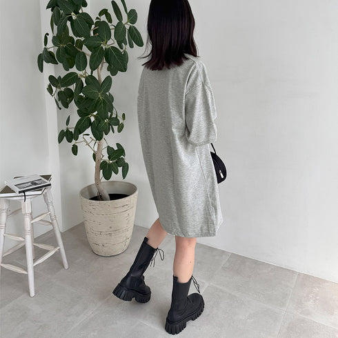 チュニックTシャツ サイドスリット レディース 無地 ロングTシャツ ベーシック 半袖トップス シンプル Tシャツワンピース 春夏 カットソー 6LANGZI-001