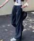 チェック柄ワイドパンツハイウエスト春夏服 カジュアルイージーパンツ レディース レトロ風ストレートパンツ ゆったり 薄手ロングパンツ韓国風 ウエストゴムポケット付 6LINCHUANG-002