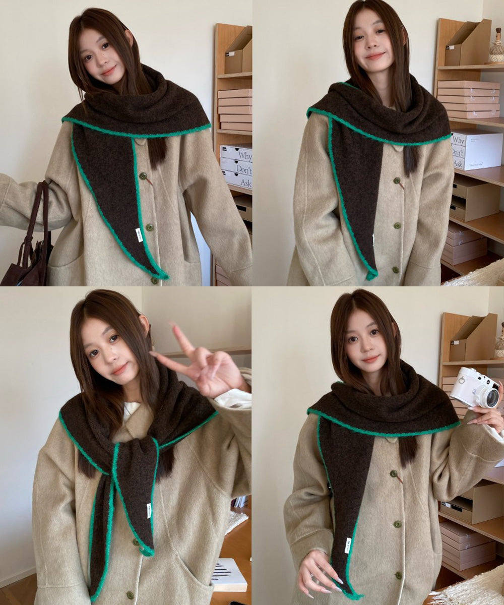 パイピング三角ショールマフラー韓国風秋冬