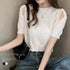 ショート丈 ニットトップス へそ出し ショート丈 ニットトップス へそ出し カットソー オフショルダーク セクシー サマーニットtシャツ クロップド丈 6LSMX-001