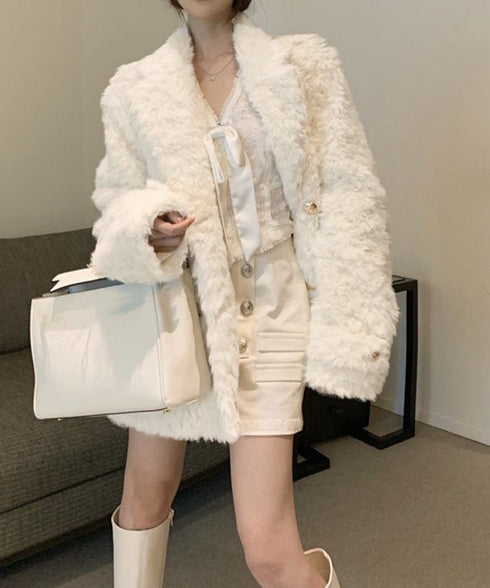 エコファージャケット もこもこブルゾン冬 レディース フェミニン暖かボアジャケット きれいめフェイクファーコート オフィスカジュアル ふわふわ中綿ジャケット韓国風 6MEIC-001