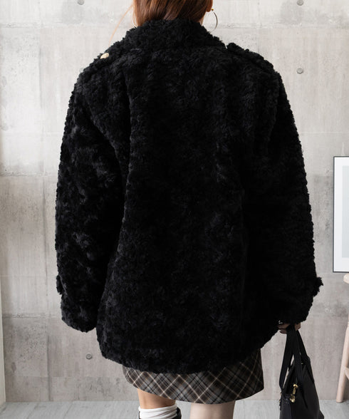 エコファージャケット もこもこブルゾン冬 レディース フェミニン暖かボアジャケット きれいめフェイクファーコート オフィスカジュアル ふわふわ中綿ジャケット韓国風 6MEIC-001