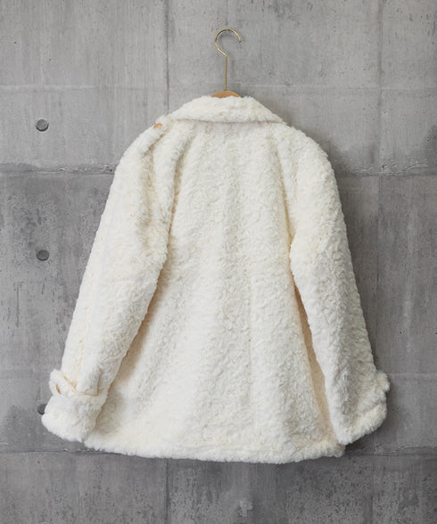 エコファージャケット もこもこブルゾン冬 レディース フェミニン暖かボアジャケット きれいめフェイクファーコート オフィスカジュアル ふわふわ中綿ジャケット韓国風 6MEIC-001