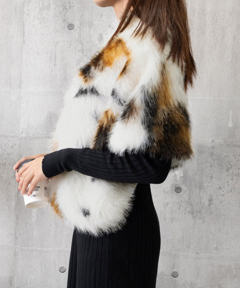 ファーケープ ファーショール 防寒肩掛け エコファーボレロケープ韓国風 ボリュームファーポンチョレディース きれいめドレスケープ 暖かい 結婚式ストールパーティー 6MEIZIMENG-001