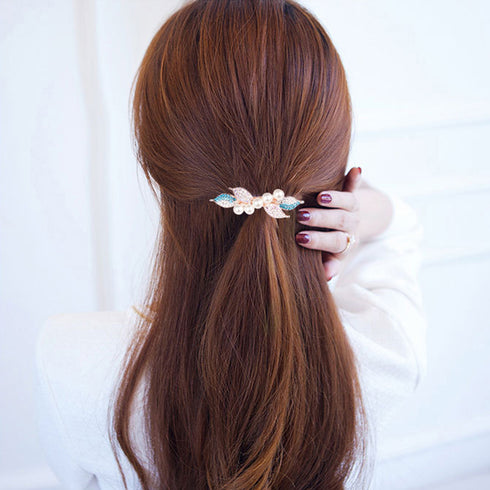 バレッタ キラキラ ヘアアクセサリー レディース ラインストーン フェイクパール髪飾り お呼ばれ 結婚式ヘアクリップ パーティージュエリー 上品 ヘアアレンジ 6MPEI-003