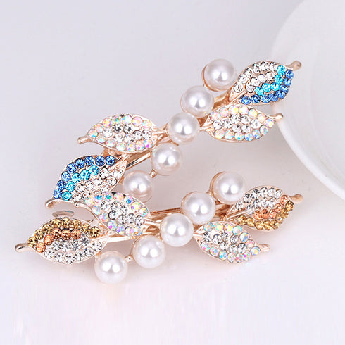 バレッタ キラキラ ヘアアクセサリー レディース ラインストーン フェイクパール髪飾り お呼ばれ 結婚式ヘアクリップ パーティージュエリー 上品 ヘアアレンジ 6MPEI-003
