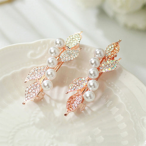 バレッタ キラキラ ヘアアクセサリー レディース ラインストーン フェイクパール髪飾り お呼ばれ 結婚式ヘアクリップ パーティージュエリー 上品 ヘアアレンジ 6MPEI-003