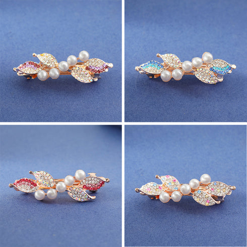 バレッタ キラキラ ヘアアクセサリー レディース ラインストーン フェイクパール髪飾り お呼ばれ 結婚式ヘアクリップ パーティージュエリー 上品 ヘアアレンジ 6MPEI-003