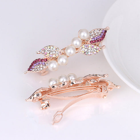 バレッタ キラキラ ヘアアクセサリー レディース ラインストーン フェイクパール髪飾り お呼ばれ 結婚式ヘアクリップ パーティージュエリー 上品 ヘアアレンジ 6MPEI-003