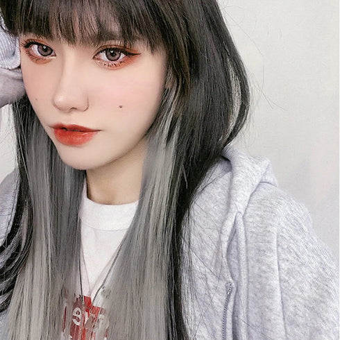 エクステ 髪 ワンタッチカラフルエクステ ウィッグ ぶら下げ耳染め ハロウィン コスプレかつら ロングウイッグストレート ヘアピースつむじカバー ヘアアレンジ6色 6MTING-001