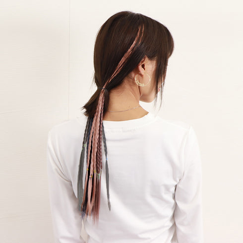 エクステ 三つ編み派手ワンタッチエクステ ロングポイントウィッグ プチプラ イベント編み込みウィッグ 原宿文化祭 カラーエクステンション ハロウィン ダンス髪飾り 6MTING-003