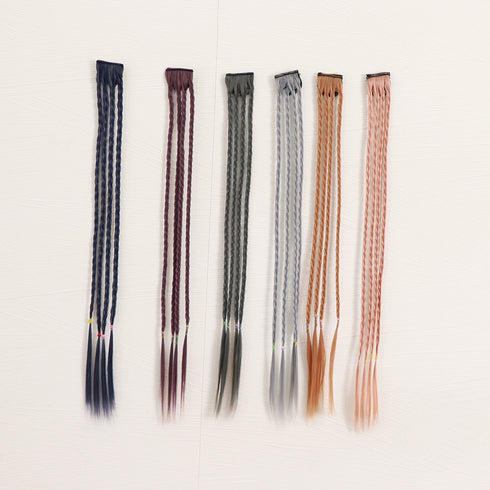 エクステ 三つ編み派手ワンタッチエクステ ロングポイントウィッグ プチプラ イベント編み込みウィッグ 原宿文化祭 カラーエクステンション ハロウィン ダンス髪飾り 6MTING-003