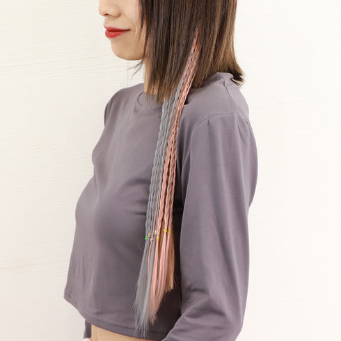 エクステ 三つ編み派手ワンタッチエクステ ロングポイントウィッグ プチプラ イベント編み込みウィッグ 原宿文化祭 カラーエクステンション ハロウィン ダンス髪飾り 6MTING-003