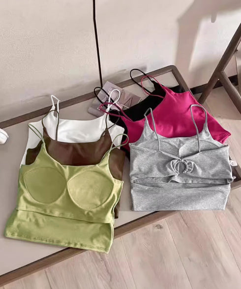 カップ付きキャミソール背中あきブラトップ レディース セクシー へそ出し ブラキャミ 背中見せ 盛れるインナートップス バックオープン 美胸アンダーウェア 韓国風 6MYAXIN-004