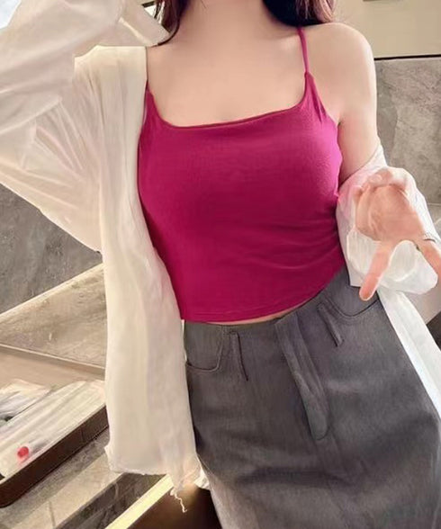 カップ付きキャミソール背中あきブラトップ レディース セクシー へそ出し ブラキャミ 背中見せ 盛れるインナートップス バックオープン 美胸アンダーウェア 韓国風 6MYAXIN-004