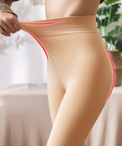 裏起毛フェイクタイツ 厚手トレンカ 美脚 お腹引締め ハイウエストタイツ 伝線しにくいトレンカ 無地ヌードスキンタイツ 極厚 暖かいタイツ ストレッチレギンス下着 6QIANQIN-001